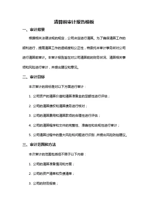 清算前审计报告模板