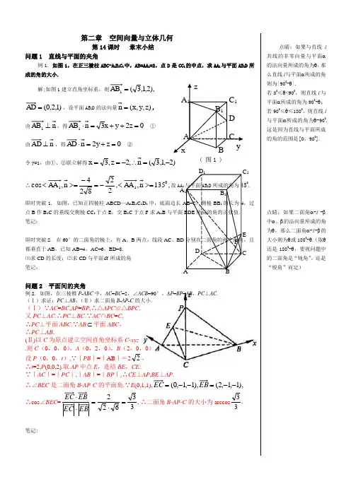 第二章  空间向量与立体几何  章末小结