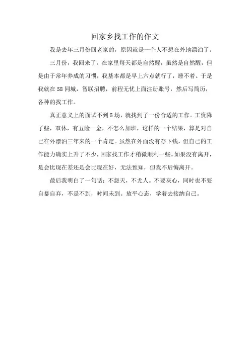 回家乡找工作的作文