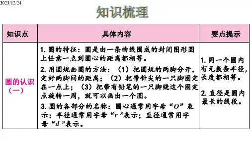 六年级数学上册课件第1单元圆整理与复习共23张北师大版