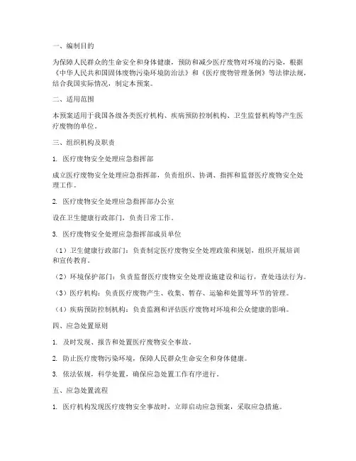 医疗废物安全处理应急预案