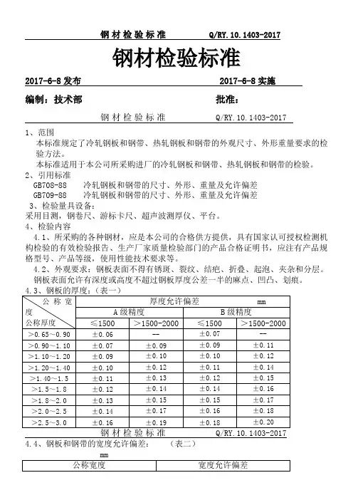 钢材检验标准