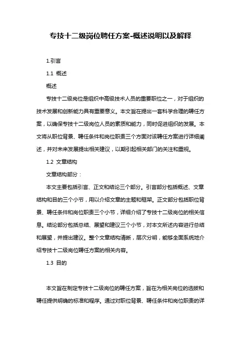 专技十二级岗位聘任方案-解释说明