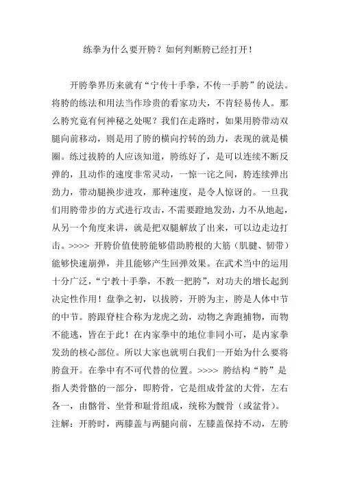 练拳为什么要开胯？如何判断胯已经打开!