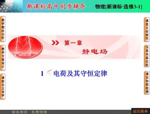 【非常学案】2014-2015学年高中物理新人教版选修3-1第一章静电场第一节电荷及其守恒定律课件