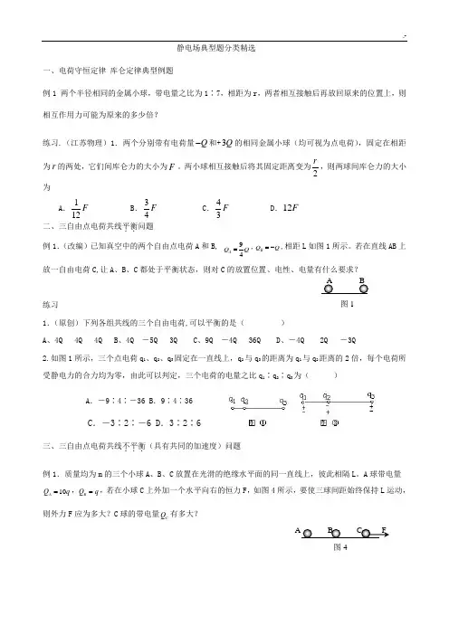 静电场典型例题整理汇编(整理编辑版)