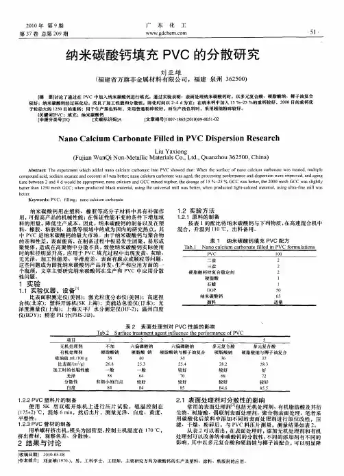纳米碳酸钙填充PVC的分散研究