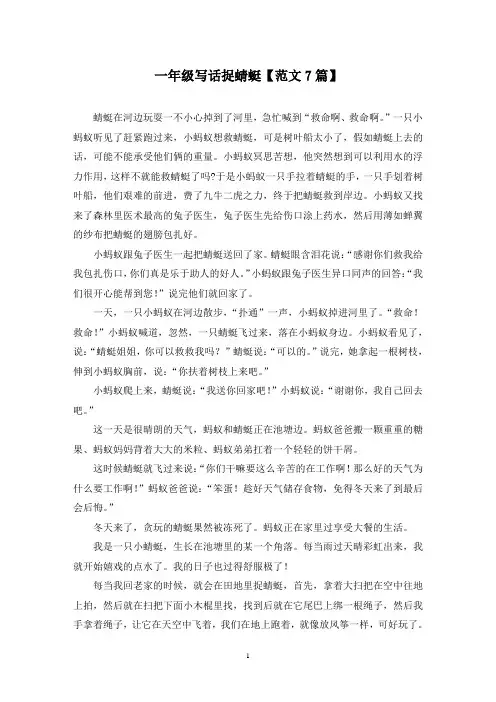 精选一年级写话捉蜻蜓【范文7篇】