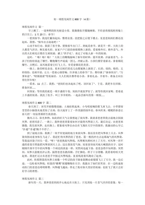 初一寒假见闻作文600字(4篇)