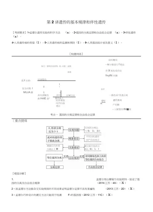 步步高2015高考生物二轮讲义：专题4.2遗传的基本规律和伴性遗传