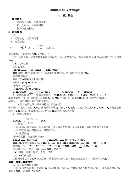 高中化学精讲氨、铵盐