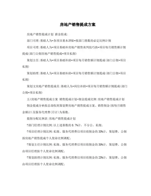 房地产销售提成方案