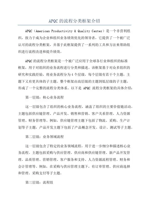 APQC的流程分类框架介绍