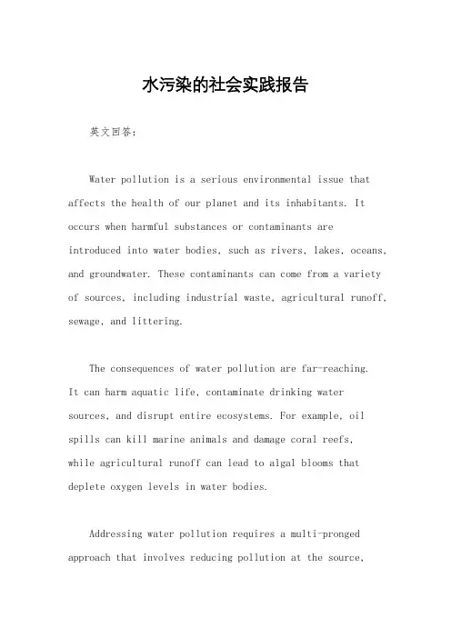 水污染的社会实践报告