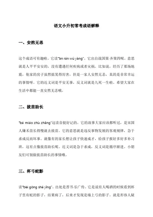 语文小升初常考成语解释