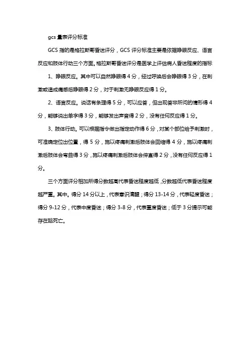 gcs量表评分标准