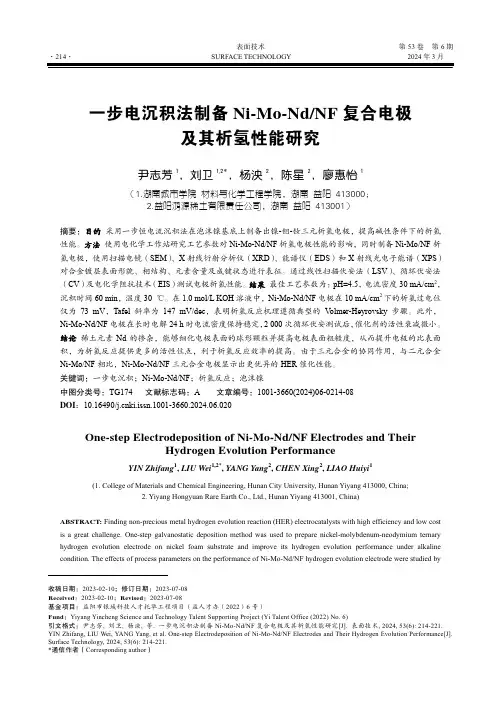 一步电沉积法制备Ni-Mo-Nd