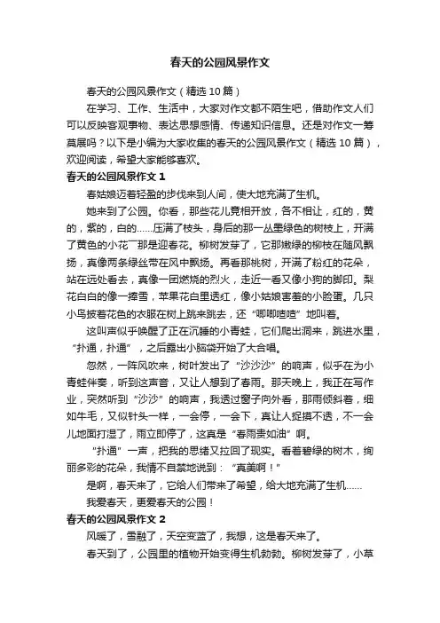 春天的公园风景作文（精选10篇）
