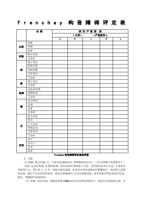 Frenchay构音障碍评定表