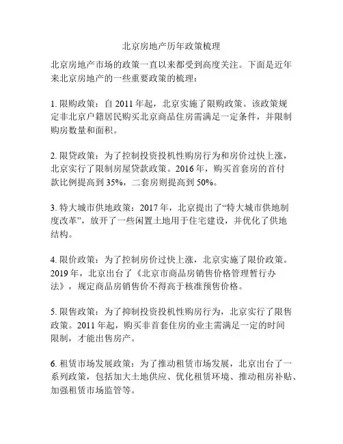 北京房地产历年政策梳理