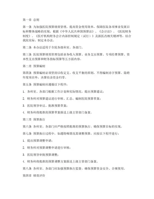 医院预算绩效管理制度范本