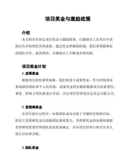 项目奖金与激励政策