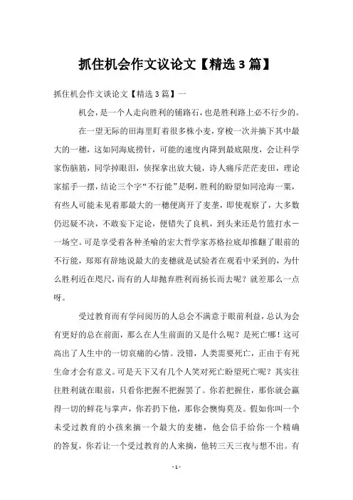 抓住机会作文议论文【3篇】