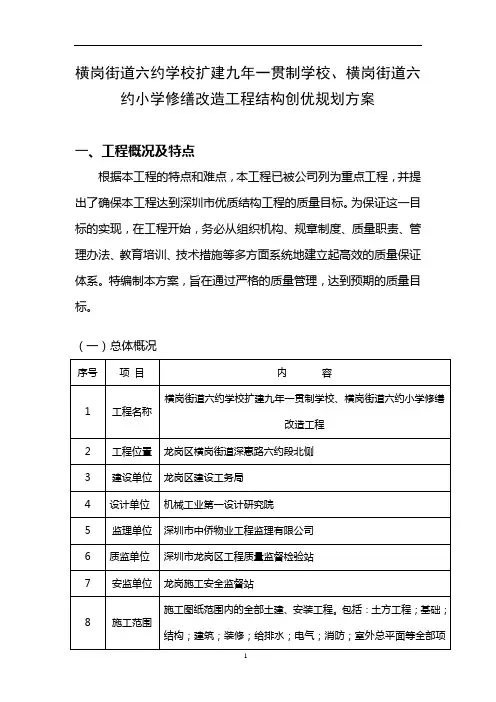 深圳市优质结构工程创优方案