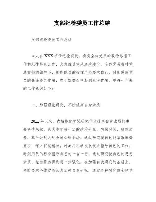 支部纪检委员工作总结
