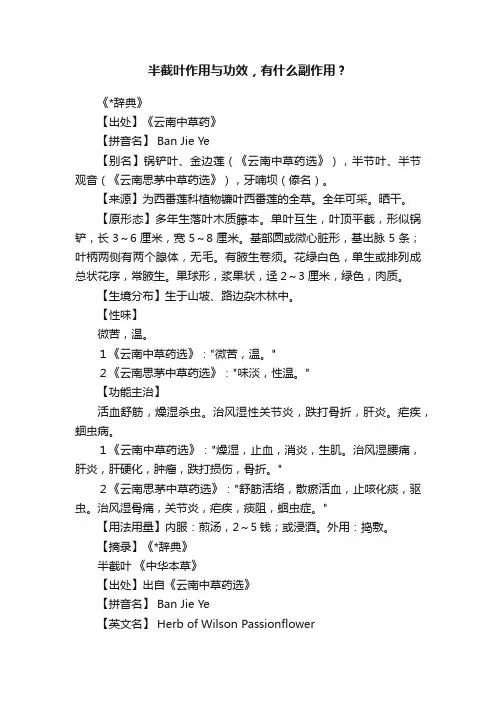 ?半截叶作用与功效，有什么副作用？