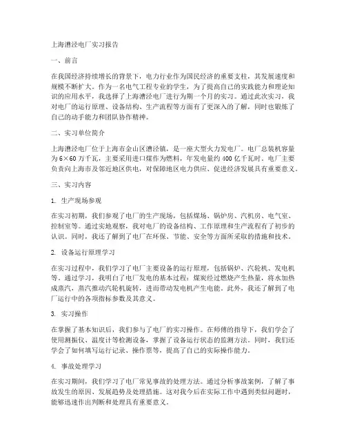 上海漕泾电厂实习报告