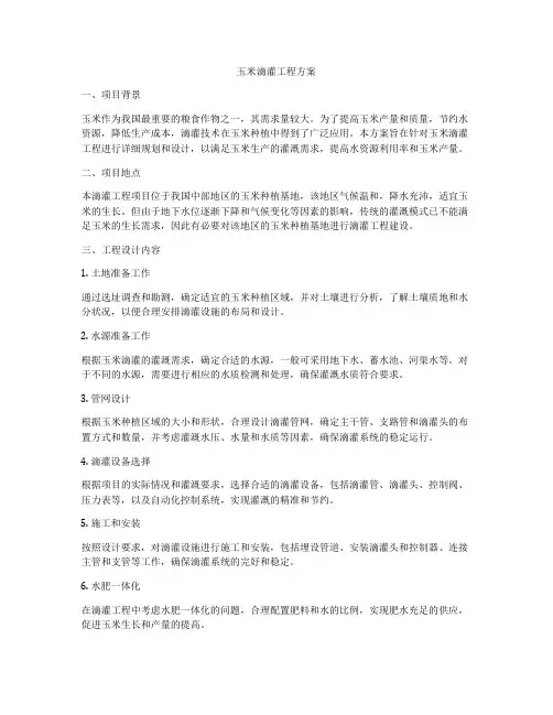 玉米滴灌工程方案