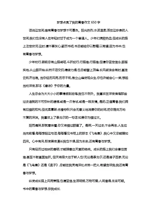 梦想点亮了我的青春作文650字