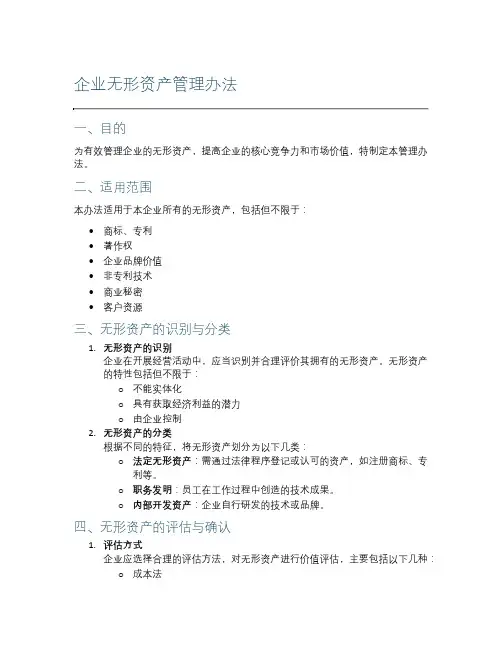 企业无形资产管理办法