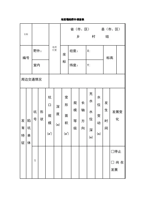 地面塌陷野外调查表
