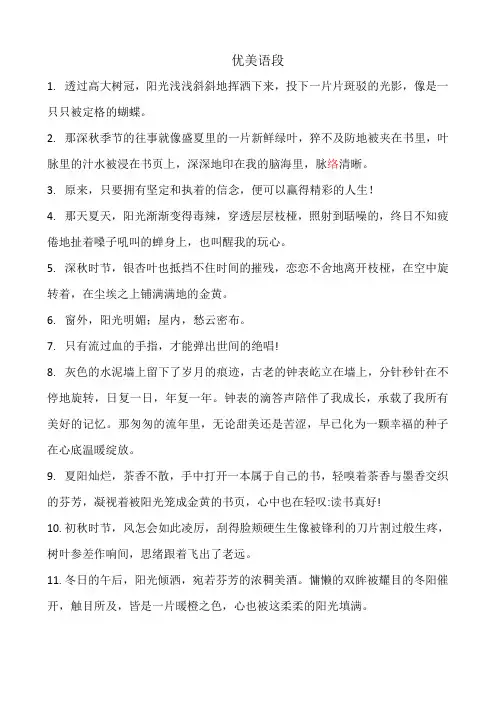 2018中考前优美语段积累