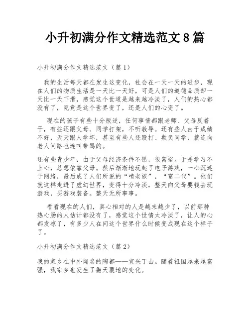 小升初满分作文精选范文8篇