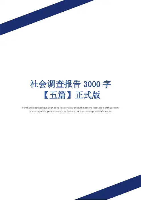 社会调查报告3000字【五篇】正式版