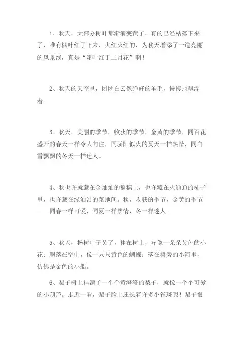 关于描写秋天的优美句子大全