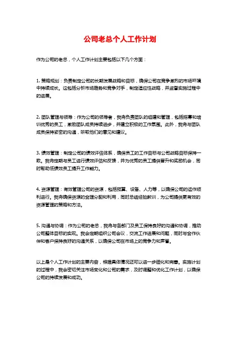 公司老总个人工作计划