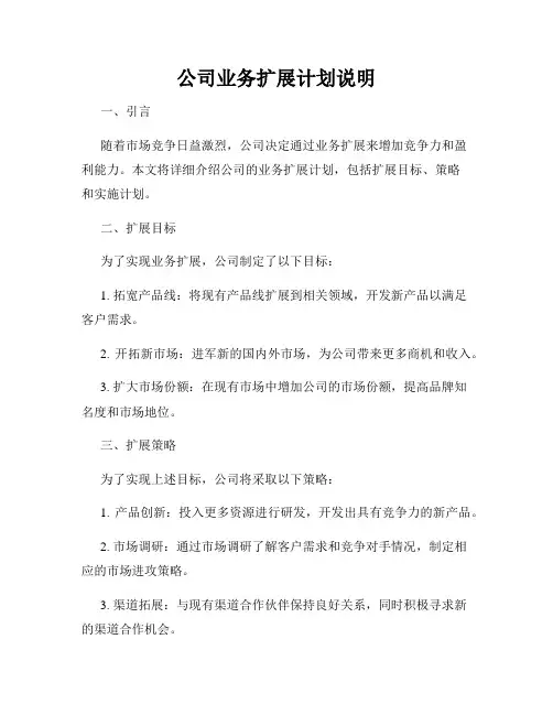 公司业务扩展计划说明