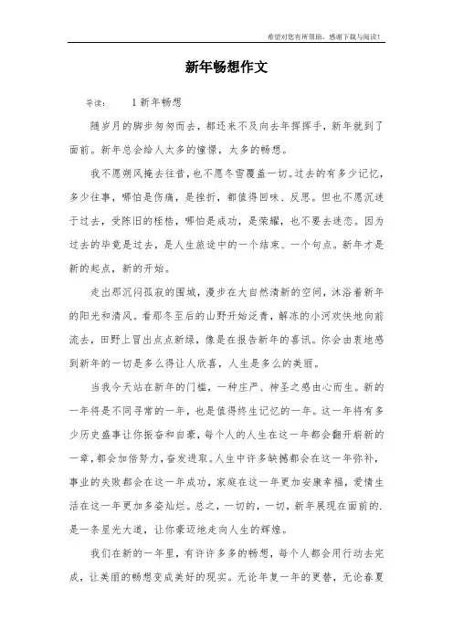 新年畅想作文