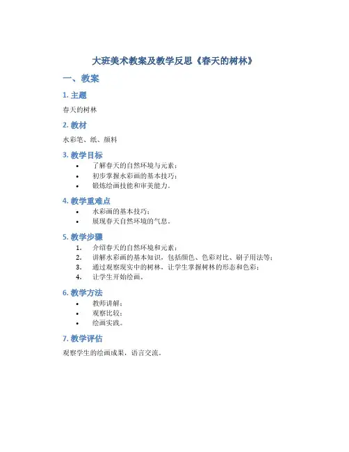 大班美术教案及教学反思《春天的树林》