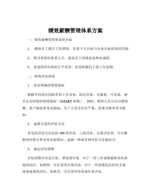 绩效薪酬管理体系方案