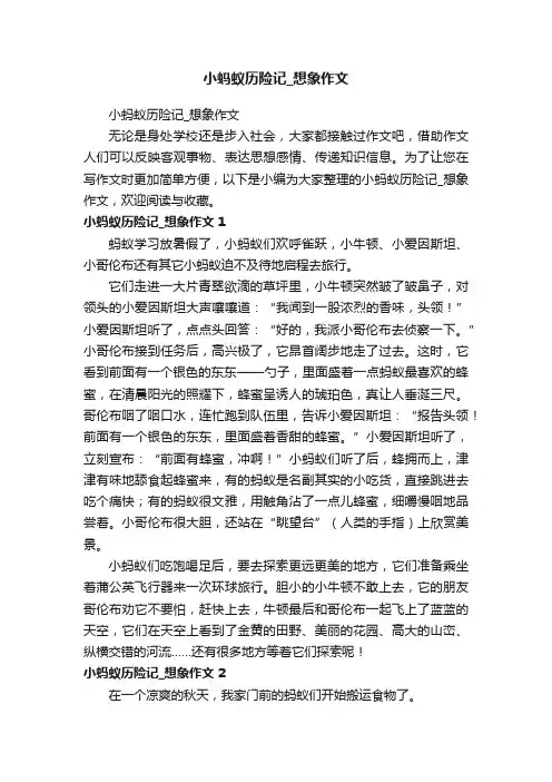 小蚂蚁历险记_想象作文
