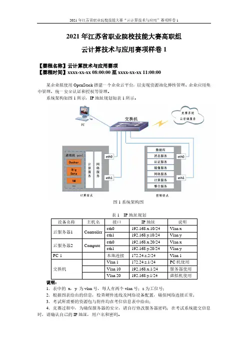 2021年省高职云计算技术与应用赛项-样卷1(20201117)