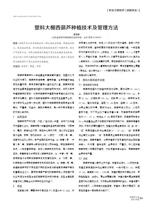 塑料大棚西葫芦种植技术及管理方法