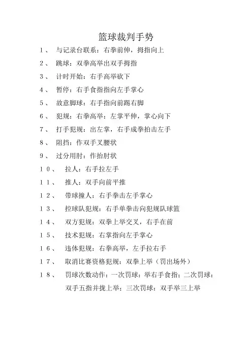 篮球裁判手势