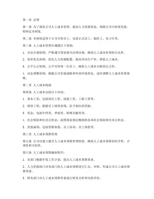 人工成本财务管理制度