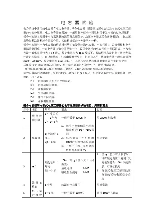 电 容 器 试 验